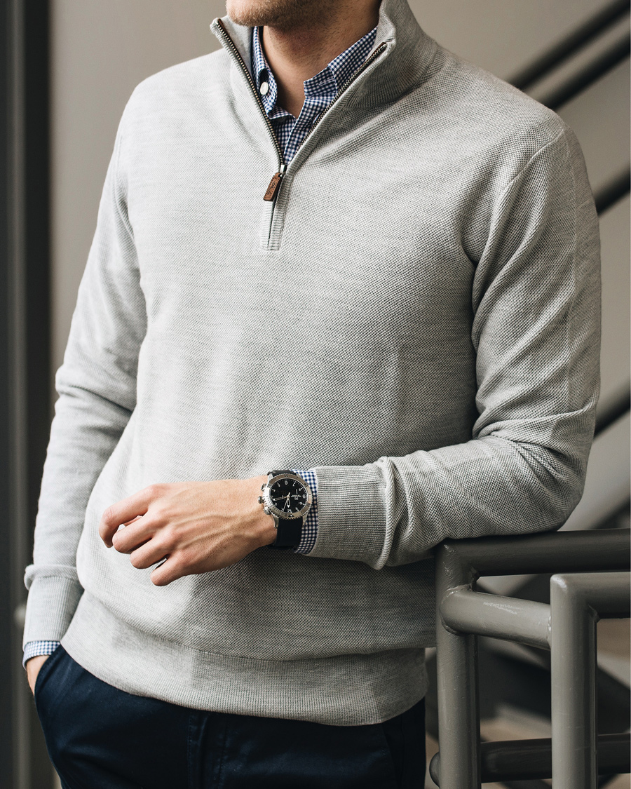 Homme | Pulls Et Tricots | Polo Ralph Lauren | Cotton/Silk/Cashmere Half Zip Honeycomb Grey Heather