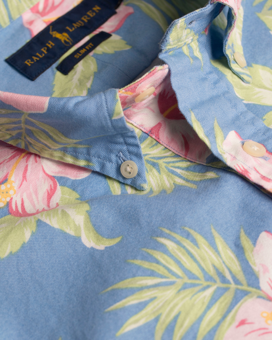 Homme | Chemises | Polo Ralph Lauren | Slim Fit Oxford Short Sleeve Flower Shirt Pastal