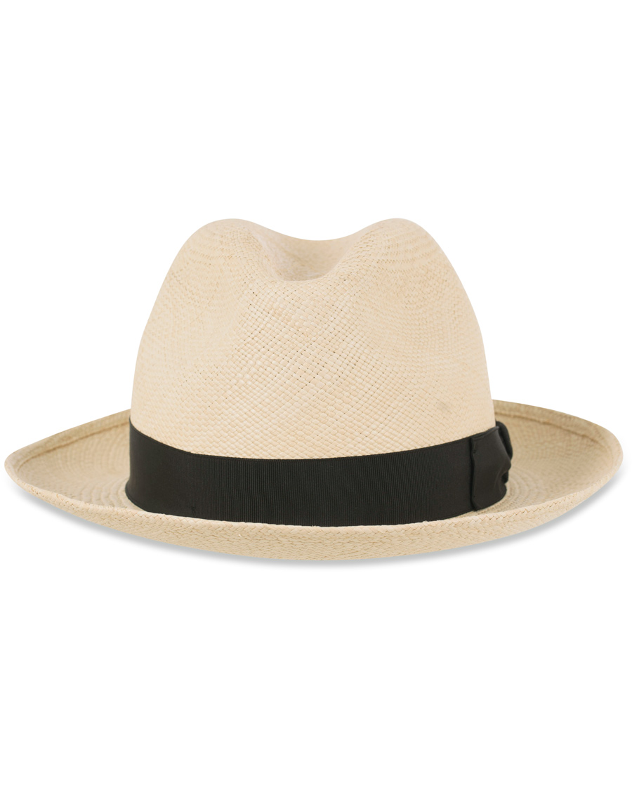 Homme | Borsalino Panama Quito Hat With Medium Brim Natural With Black | Borsalino | Panama Quito Hat With Medium Brim Natural With Black