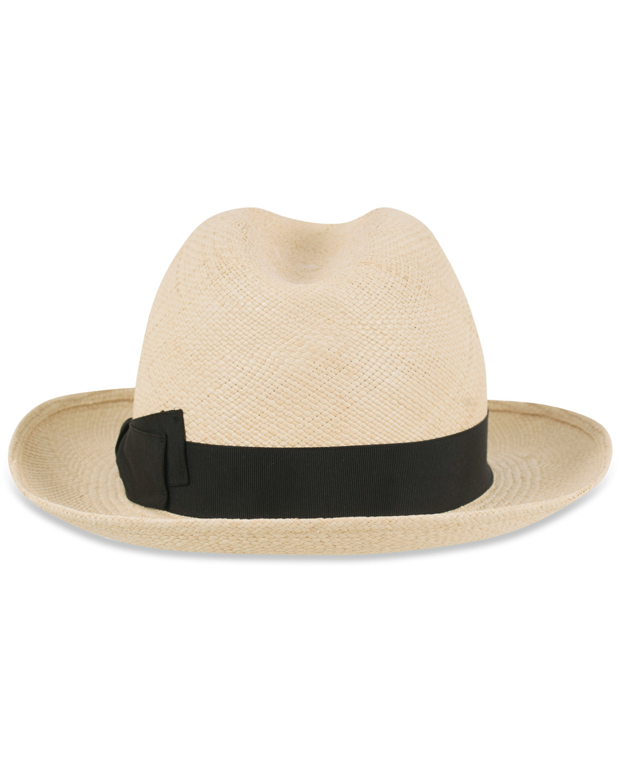 Homme | Borsalino Panama Quito Hat With Medium Brim Natural With Black | Borsalino | Panama Quito Hat With Medium Brim Natural With Black