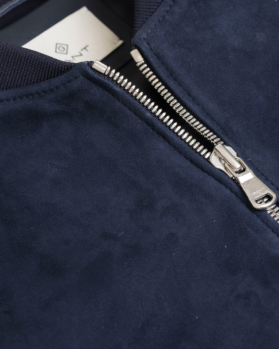 Homme | Manteaux Et Vestes | GANT Diamond G | Leather/Suede Bomber Jacket Marine