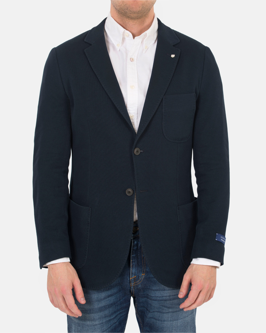 Homme | Blazers | Gant | Weekender Fit Cotton Pique Blazer Navy