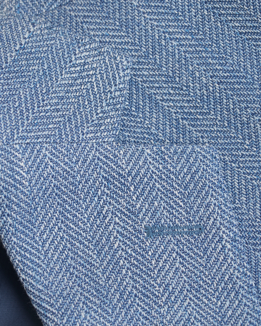 Homme | Blazers | Oscar Jacobson | Epic Linen/Wool Herringbone Blazer Light Blue