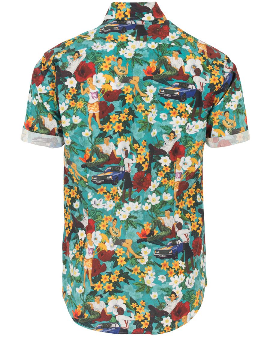 Homme | Chemises | Eton | Slim Fit Poplin Hawaii Short Sleeve Shirt Green