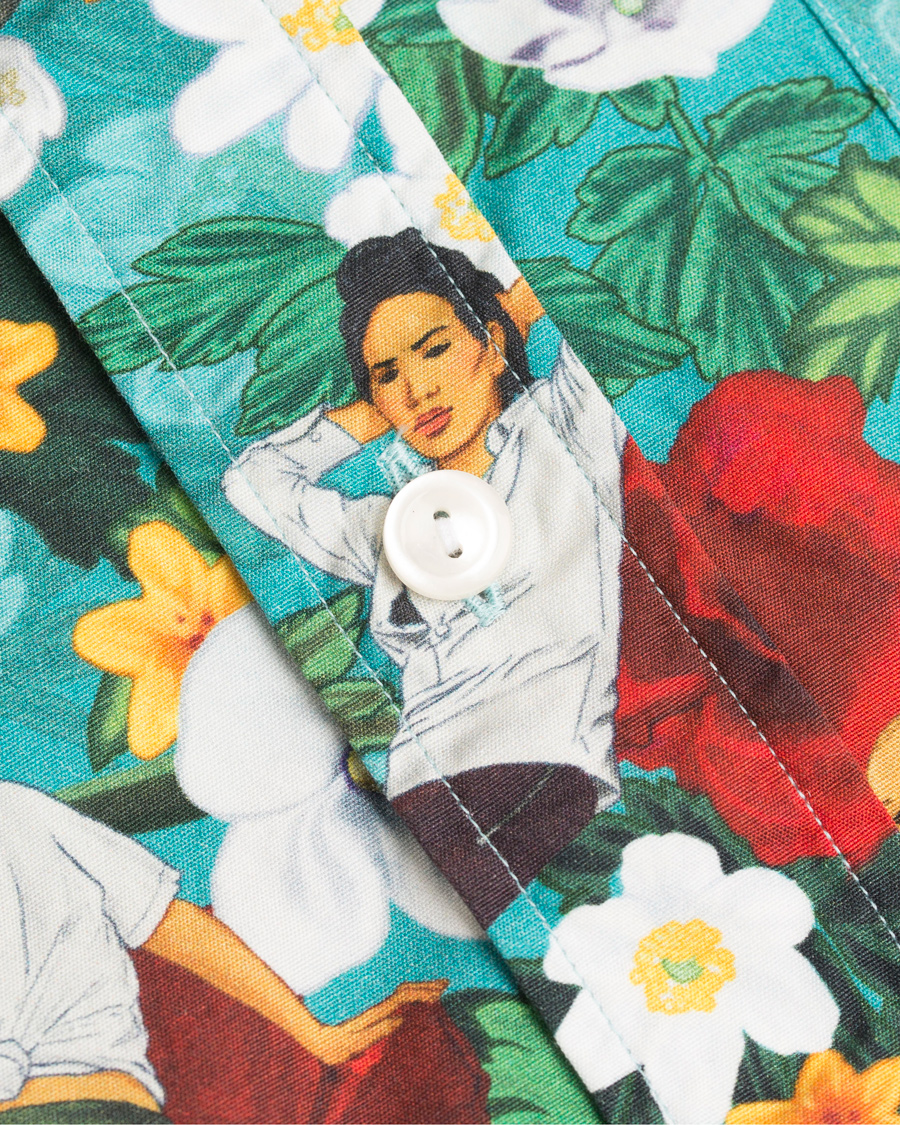 Homme | Chemises | Eton | Slim Fit Poplin Hawaii Short Sleeve Shirt Green