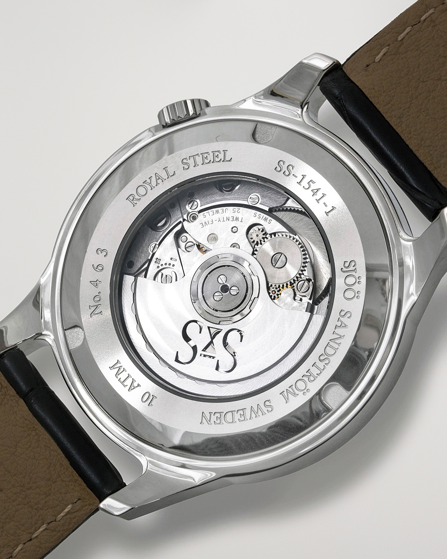 Homme | Sjöö Sandström Royal Steel Classic 41mm Black and Black Alligator | Sjöö Sandström | Royal Steel Classic 41mm Black and Black Alligator