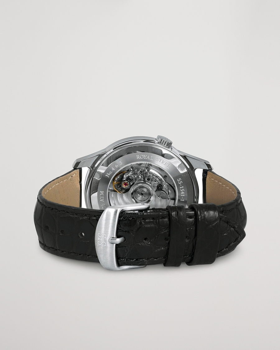 Homme | Sjöö Sandström Royal Steel Classic 41mm Black and Black Alligator | Sjöö Sandström | Royal Steel Classic 41mm Black and Black Alligator