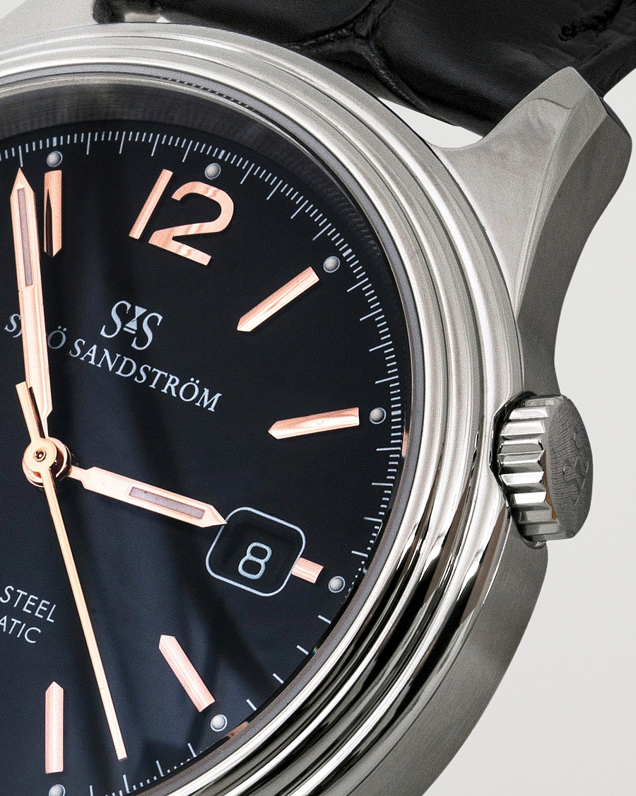 Homme | Sjöö Sandström Royal Steel Classic 41mm Black and Black Alligator | Sjöö Sandström | Royal Steel Classic 41mm Black and Black Alligator