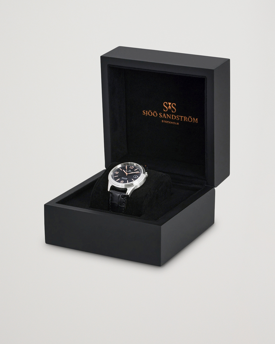 Homme | Sjöö Sandström Royal Steel Classic 41mm Black and Black Alligator | Sjöö Sandström | Royal Steel Classic 41mm Black and Black Alligator