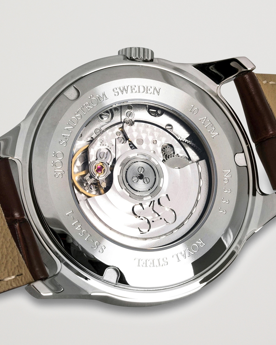 Homme | Sjöö Sandström Royal Steel Classic 41mm Ivory and Brown Alligator | Sjöö Sandström | Royal Steel Classic 41mm Ivory and Brown Alligator