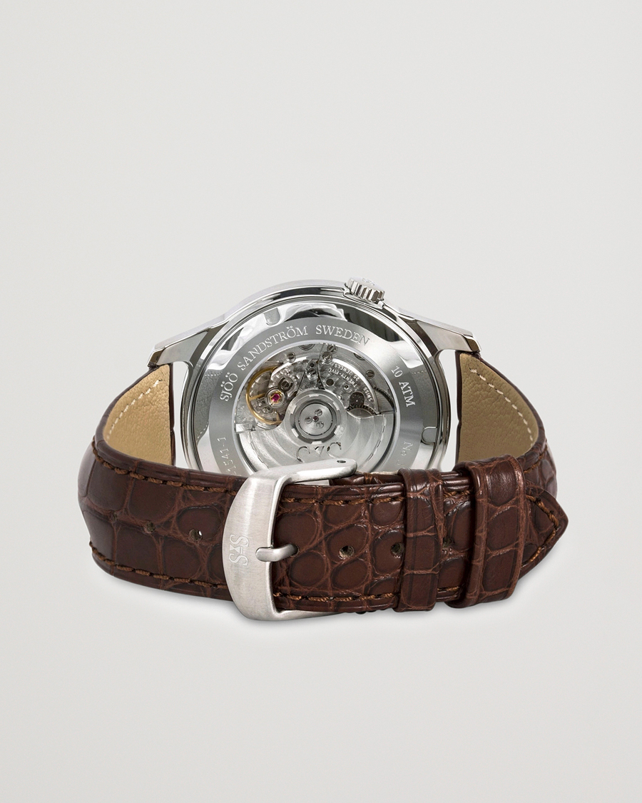 Homme | Sjöö Sandström Royal Steel Classic 41mm Ivory and Brown Alligator | Sjöö Sandström | Royal Steel Classic 41mm Ivory and Brown Alligator