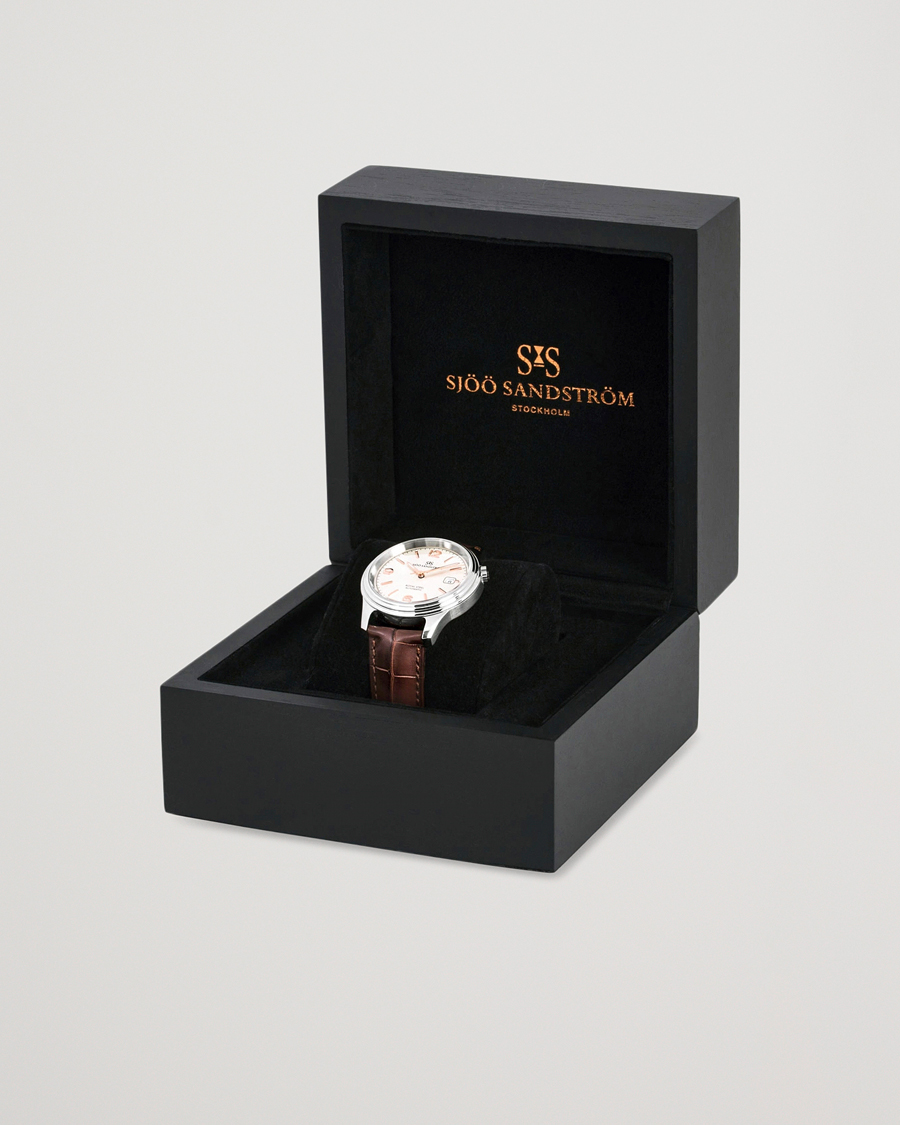 Homme | Sjöö Sandström Royal Steel Classic 41mm Ivory and Brown Alligator | Sjöö Sandström | Royal Steel Classic 41mm Ivory and Brown Alligator