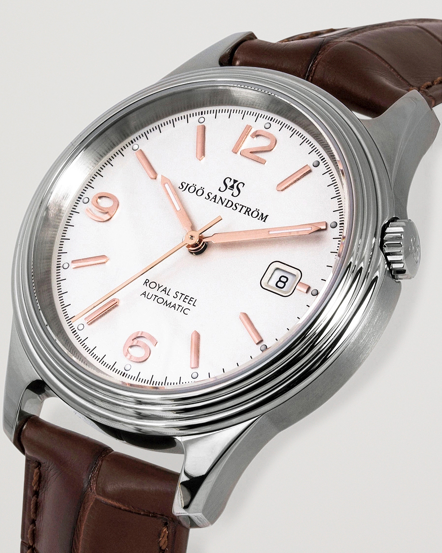 Homme | Sjöö Sandström Royal Steel Classic 41mm Ivory and Brown Alligator | Sjöö Sandström | Royal Steel Classic 41mm Ivory and Brown Alligator