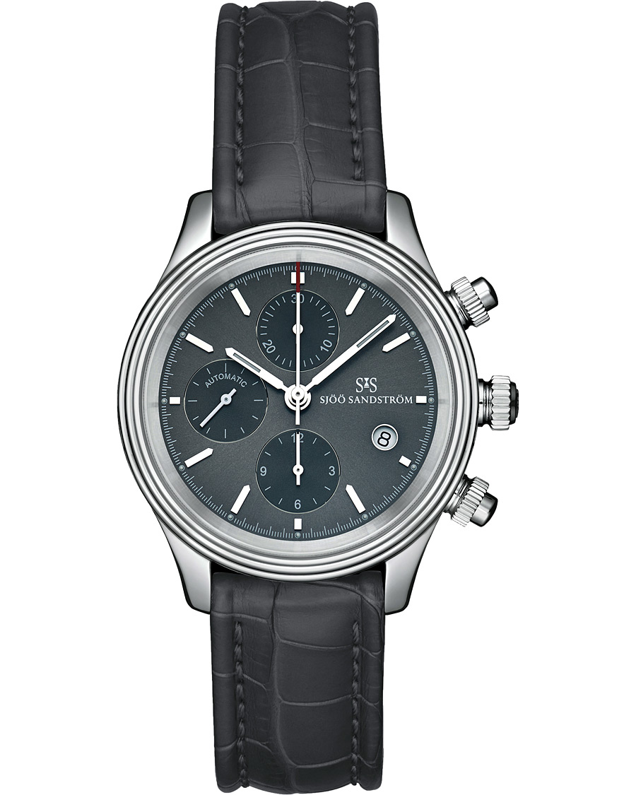 Homme | Sjöö Sandström Royal Steel Chronograph Grey and Grey Alligator 42 mm | Sjöö Sandström | Royal Steel Chronograph Grey and Grey Alligator 42 mm
