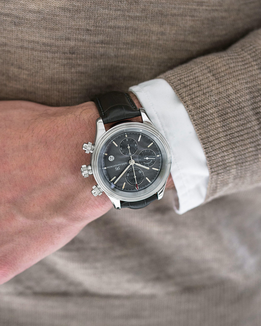 Homme | Sjöö Sandström Royal Steel Chronograph Grey and Grey Alligator 42 mm | Sjöö Sandström | Royal Steel Chronograph Grey and Grey Alligator 42 mm