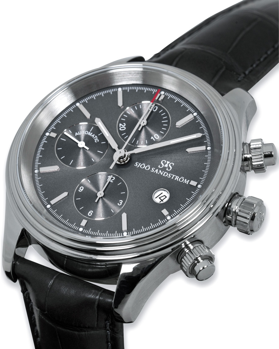 Homme | Sjöö Sandström Royal Steel Chronograph Grey and Grey Alligator 42 mm | Sjöö Sandström | Royal Steel Chronograph Grey and Grey Alligator 42 mm