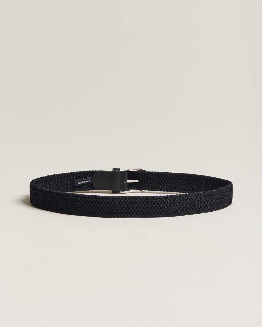 Homme | Ceintures | Anderson's | Stretch Woven 3,5 cm Belt Navy