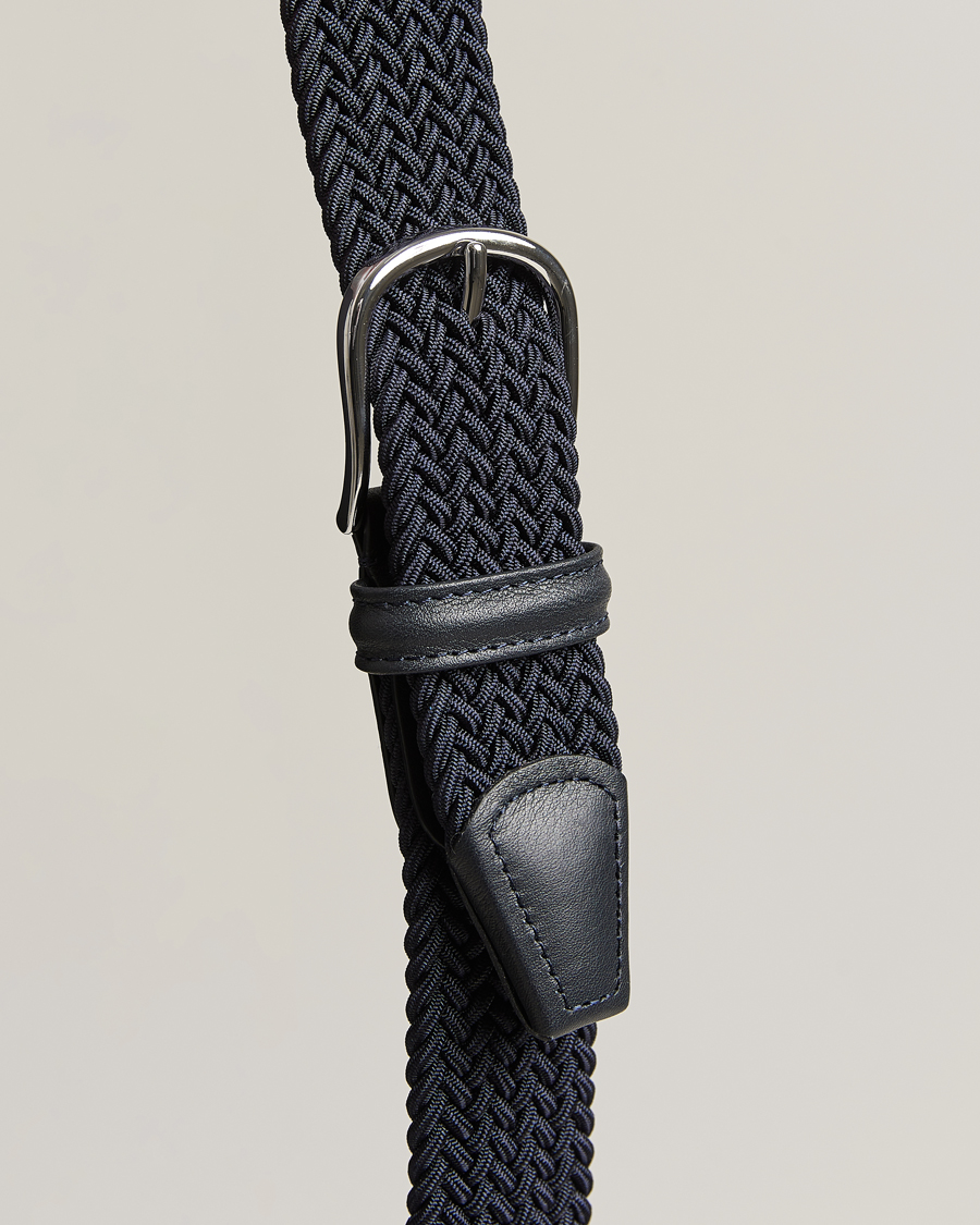 Homme | Ceintures | Anderson's | Stretch Woven 3,5 cm Belt Navy
