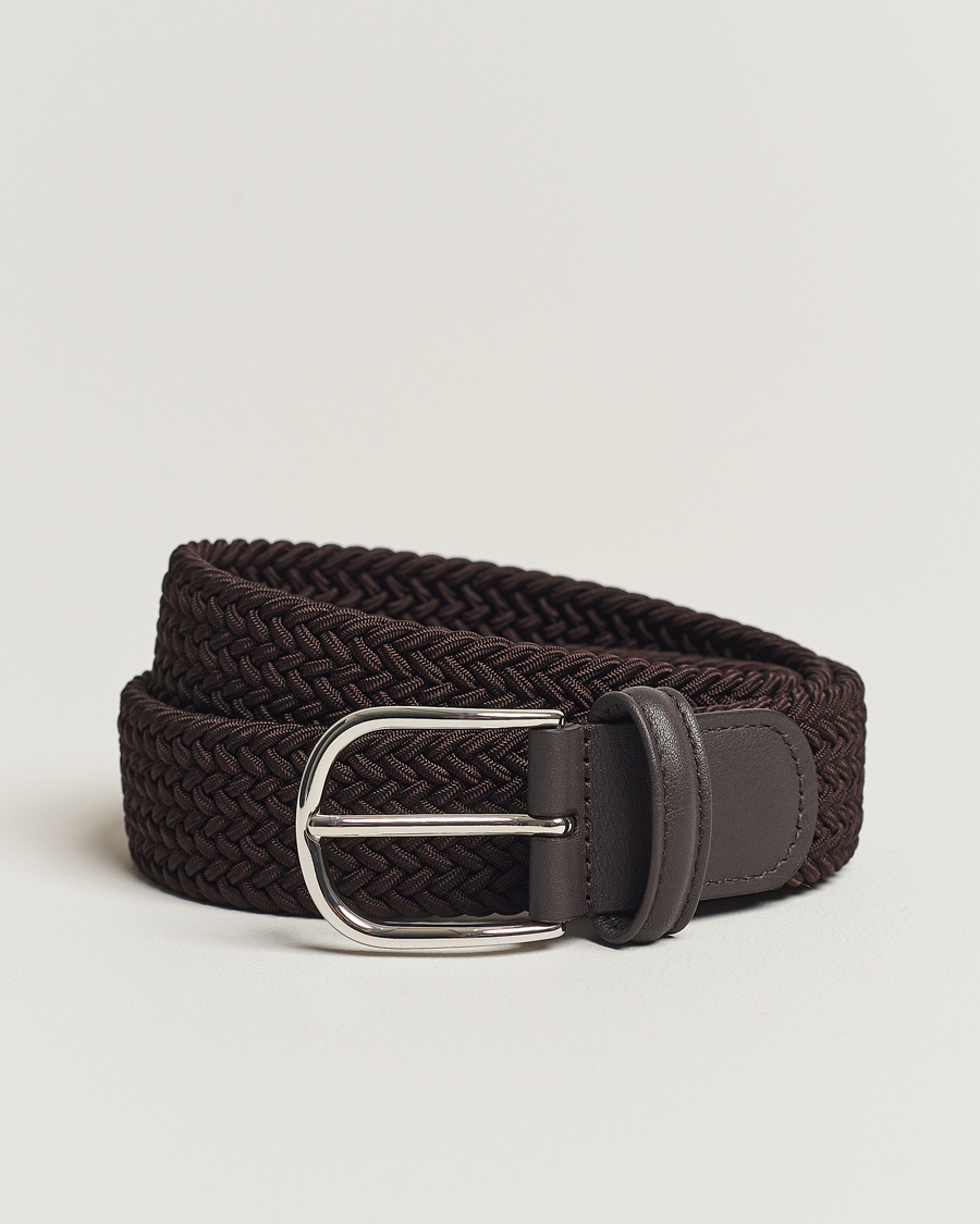 Homme | Ceintures | Anderson's | Stretch Woven 3,5 cm Belt Brown