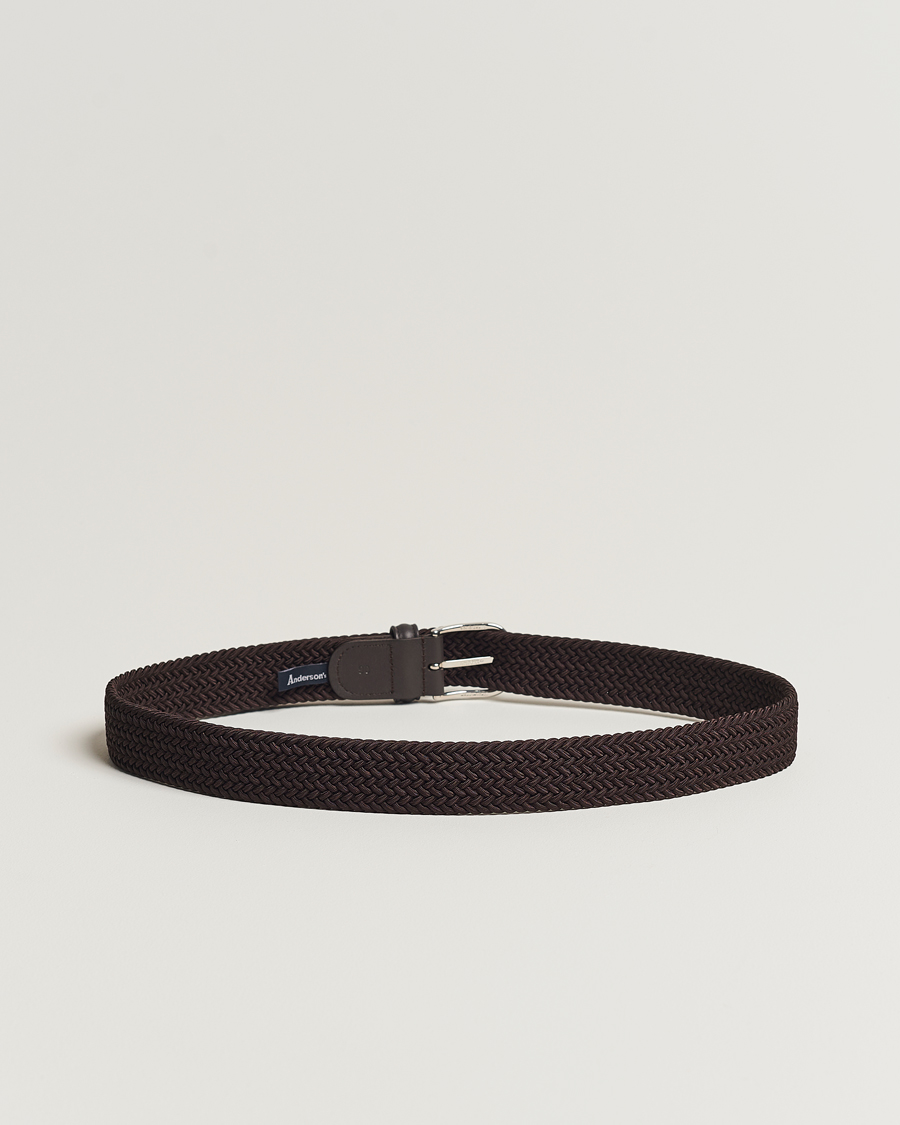 Homme | Accessoires | Anderson's | Stretch Woven 3,5 cm Belt Brown