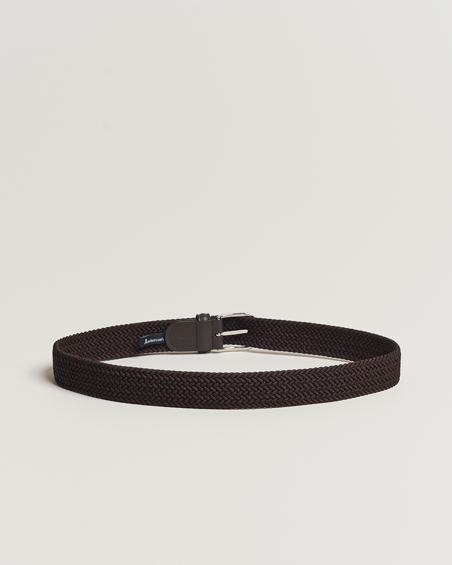 Homme | Ceintures | Anderson's | Stretch Woven 3,5 cm Belt Brown