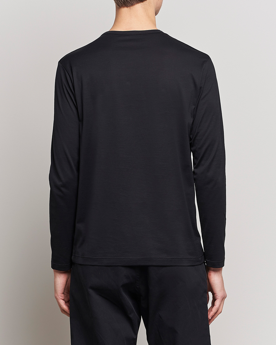 Homme | T-shirts | Sunspel | Long Sleeve Crew Neck Cotton Tee Black