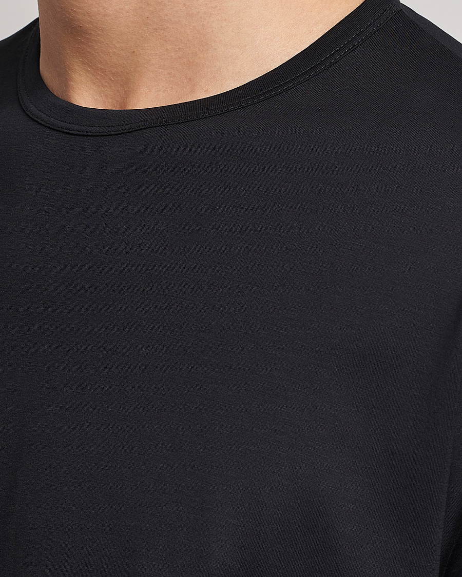 Homme | T-shirts | Sunspel | Long Sleeve Crew Neck Cotton Tee Black
