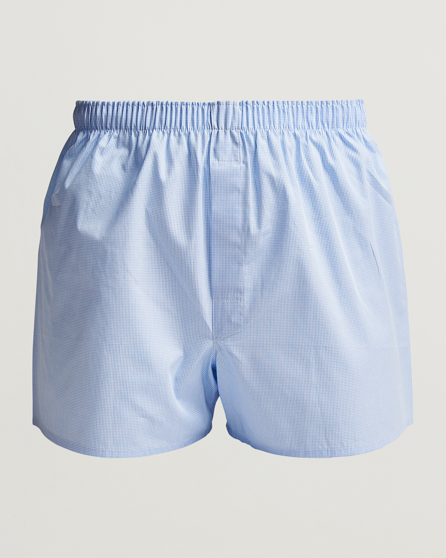 Homme | Sous-Vêtements Et Chaussettes | Sunspel | Classic Woven Cotton Boxer Shorts Light Blue Gingham