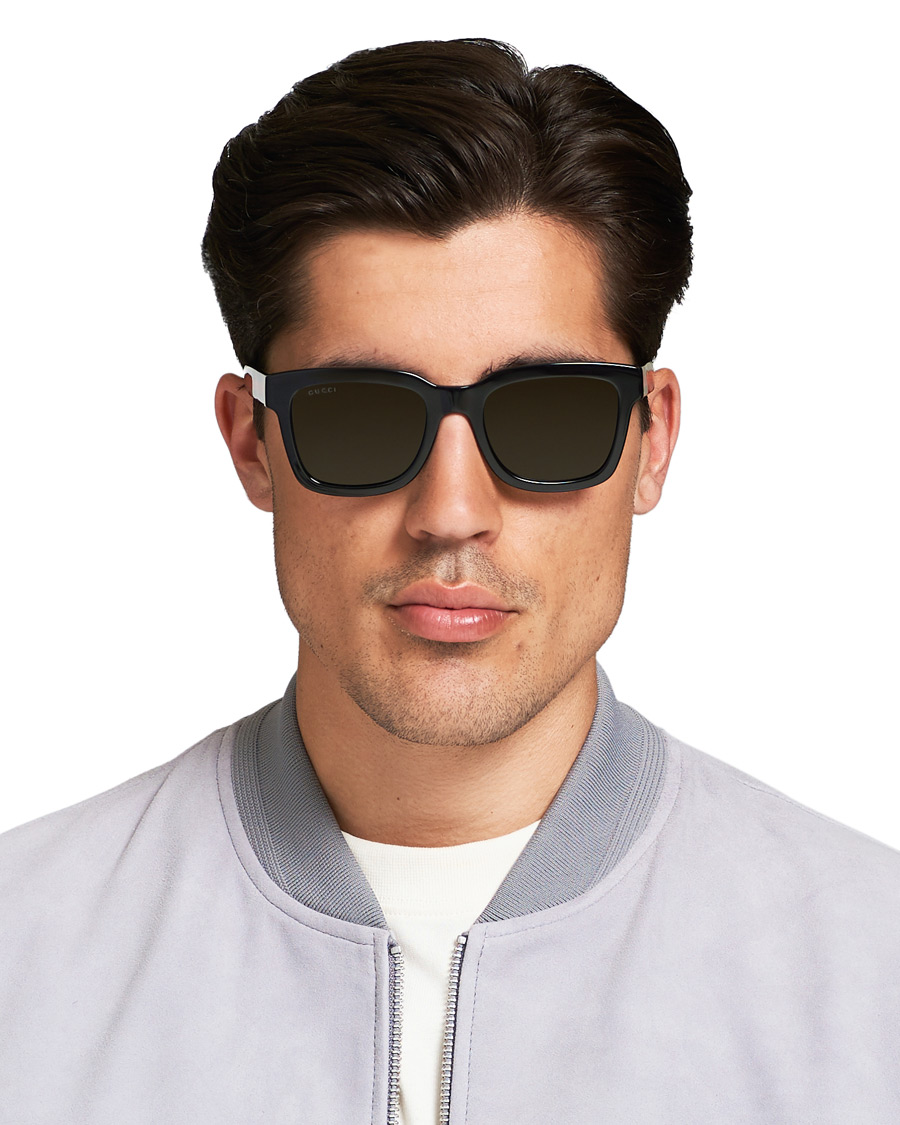 Homme | Gucci GG0001S Sunglasses Black/Green | Gucci | GG0001S Sunglasses Black/Green