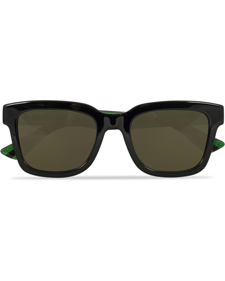 Homme | Gucci GG0001S Sunglasses Black/Green | Gucci | GG0001S Sunglasses Black/Green