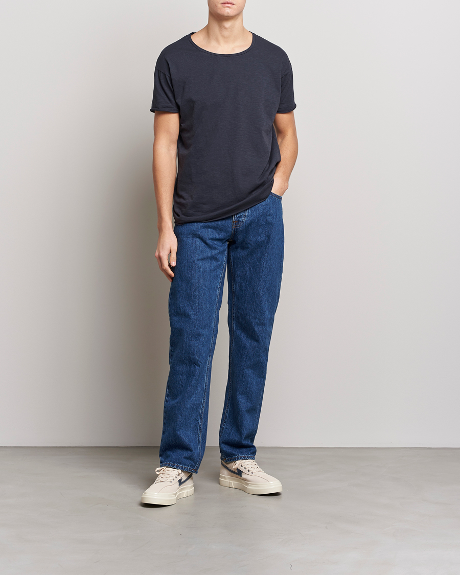 Homme | T-shirts | Nudie Jeans | Roger Slub Crew Neck Tee Navy