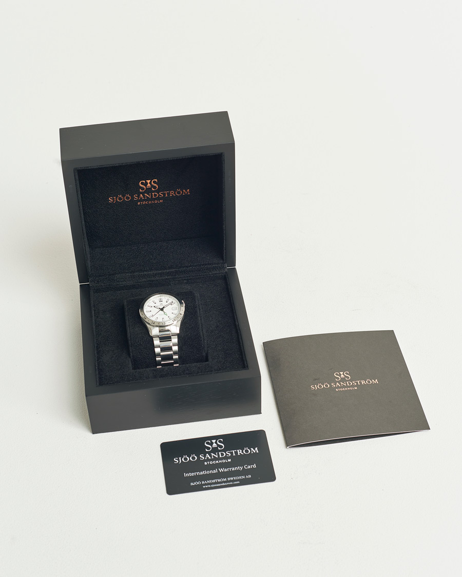 Homme | Sjöö Sandström Royal Steel Worldtimer 36mm White with Steel | Sjöö Sandström | Royal Steel Worldtimer 36mm White with Steel