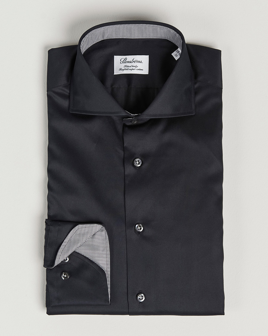 Homme | Chemises | Stenströms | Fitted Body Contrast Shirt Black