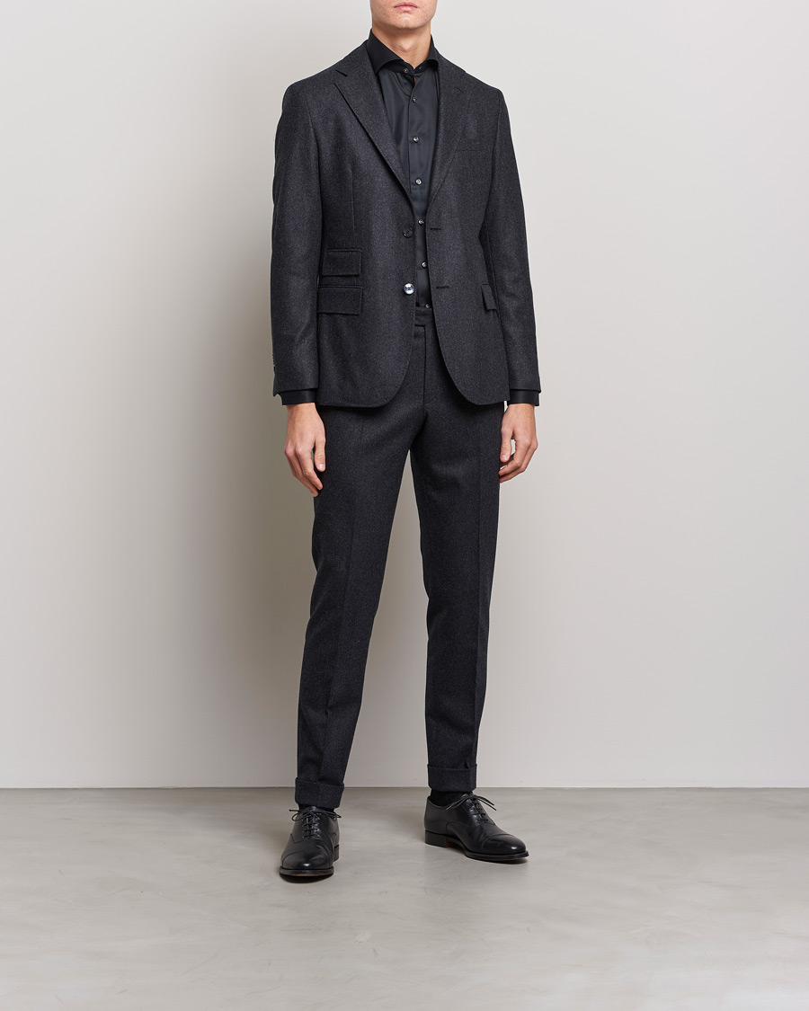 Homme | Business & Beyond | Stenströms | Fitted Body Contrast Shirt Black