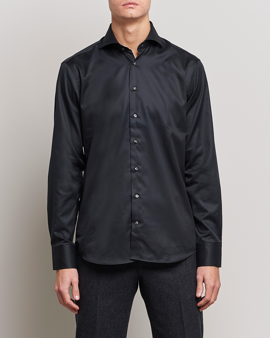 Homme | Chemises | Stenströms | Fitted Body Contrast Shirt Black