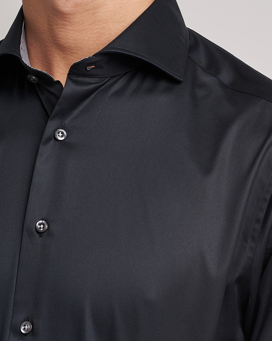 Homme | Chemises | Stenströms | Fitted Body Contrast Shirt Black
