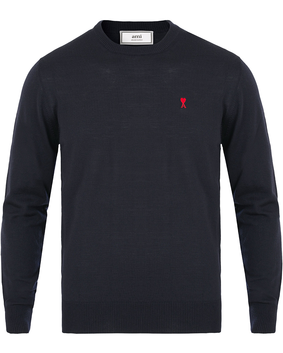 Homme | Pulls Et Tricots | AMI | Crew Neck Logo Sweater Navy