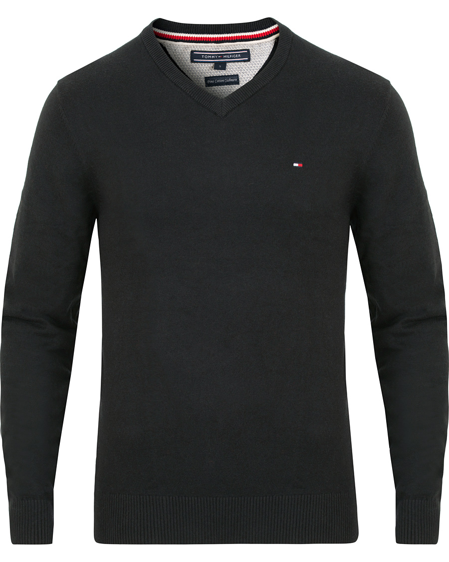 Homme | Pulls Et Tricots | Tommy Hilfiger | Pima Cotton/Cashmere V-Neck Pullover Flag Black