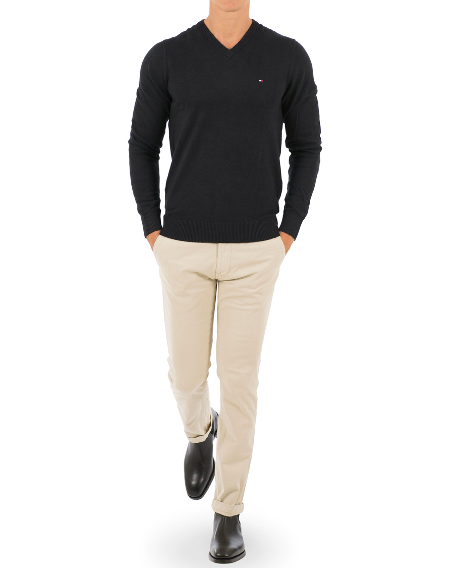 Homme | Pulls Et Tricots | Tommy Hilfiger | Pima Cotton/Cashmere V-Neck Pullover Flag Black