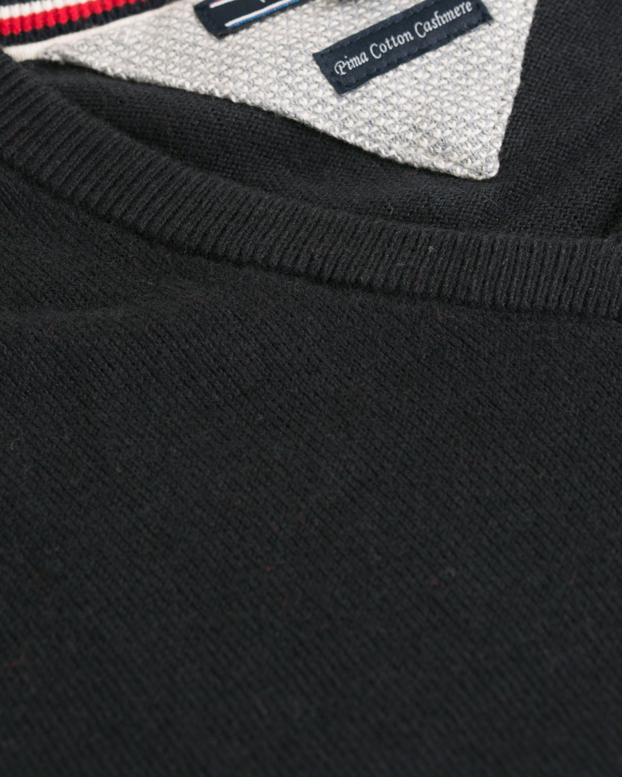 Homme | Pulls Et Tricots | Tommy Hilfiger | Pima Cotton/Cashmere V-Neck Pullover Flag Black