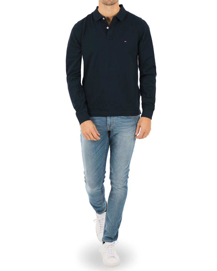 Homme | Pulls Et Tricots | Tommy Hilfiger | Luxury Slim Fit Long Sleeve Polo Sky Captain