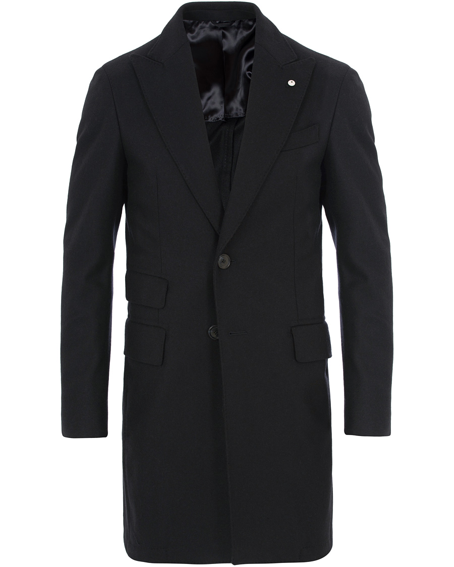 Homme | Manteaux Et Vestes | L.B.M. 1911 | Wool Herringbone Peak Lapel Coat Navy