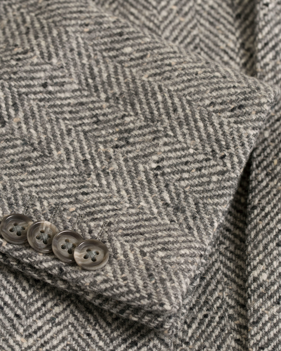 Homme | Manteaux Et Vestes | L.B.M. 1911 | Wool Herringbone Peak Lapel Coat Light Grey