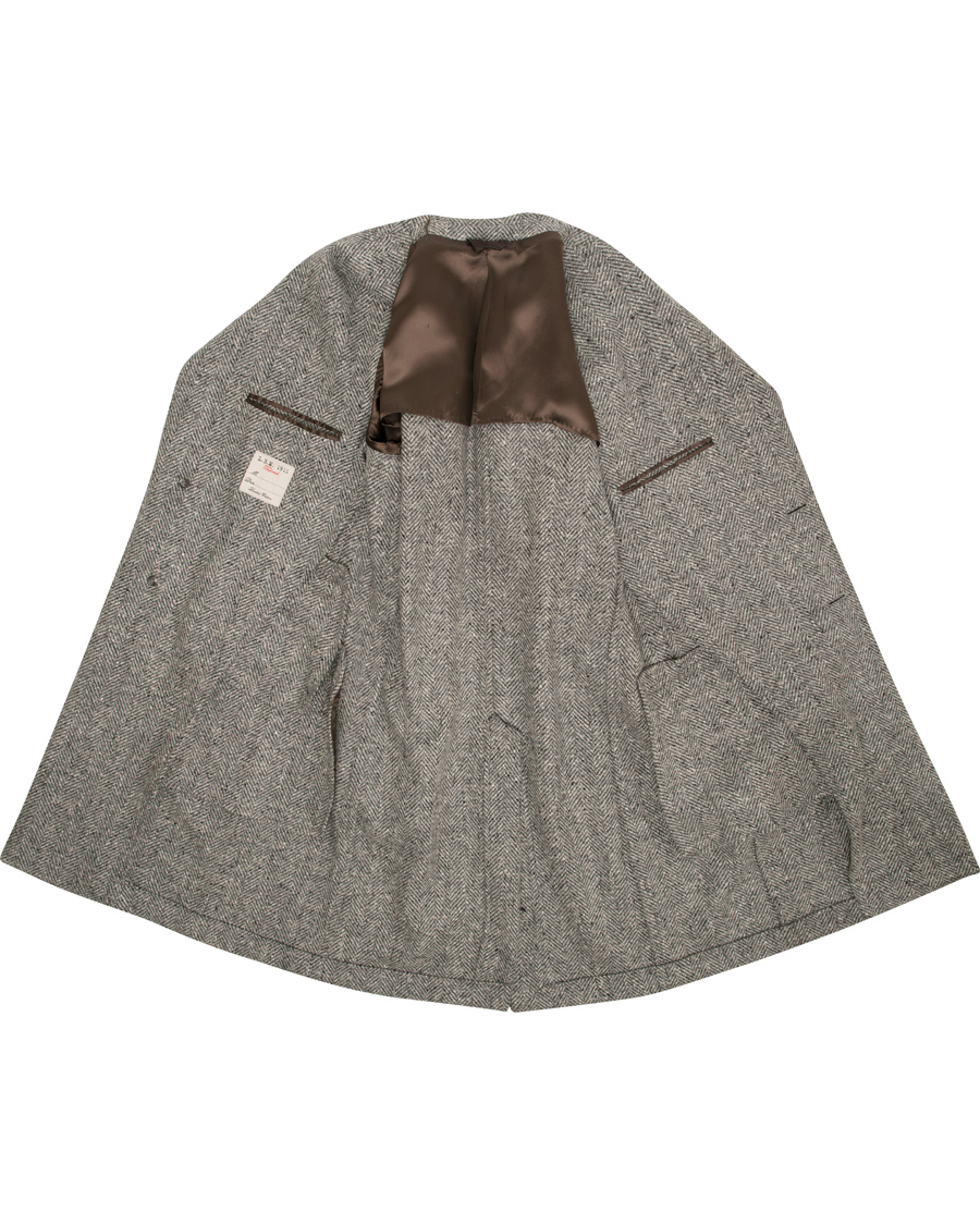 Homme | Manteaux Et Vestes | L.B.M. 1911 | Wool Herringbone Peak Lapel Coat Light Grey