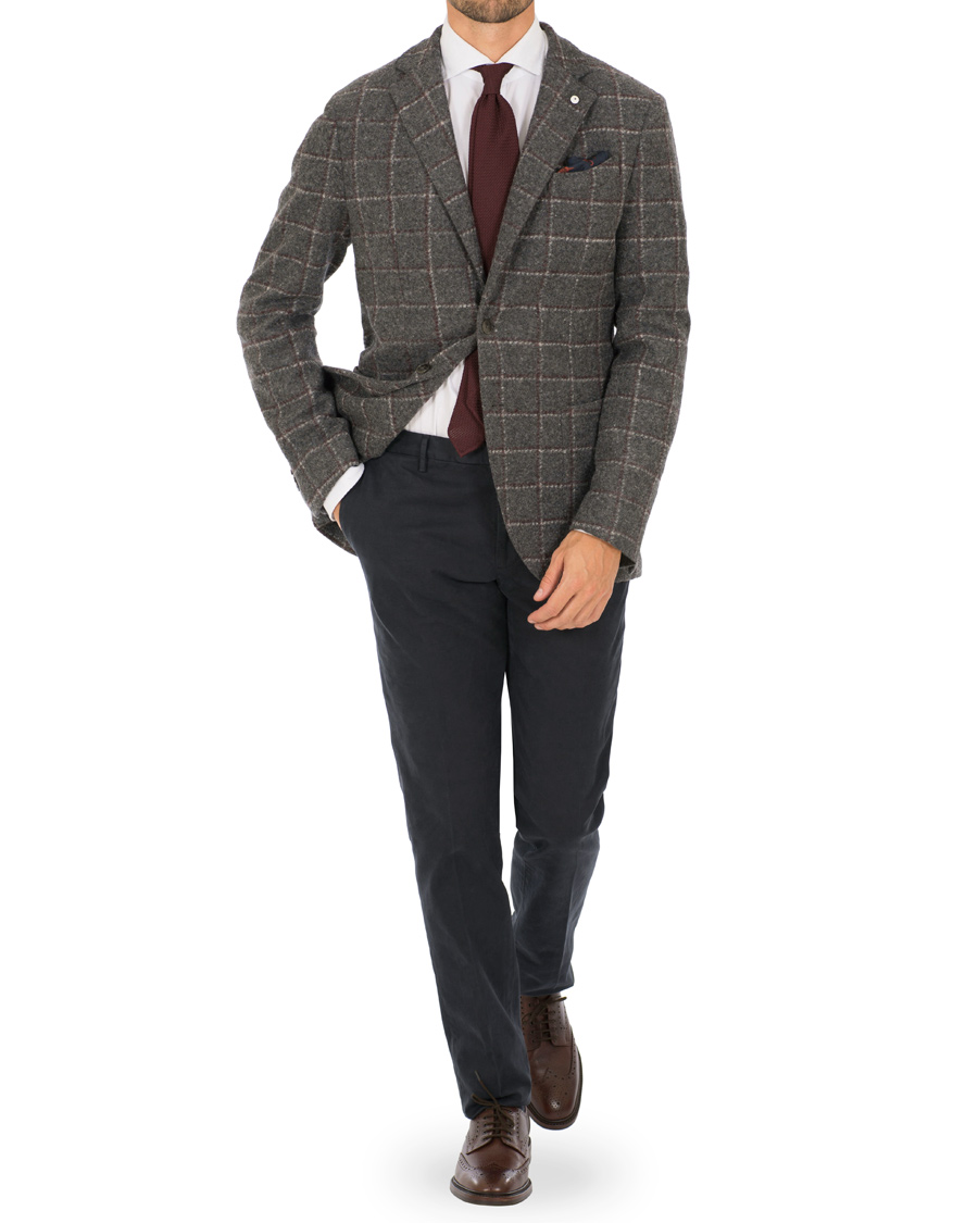 Homme | Blazers | L.B.M. 1911 | Jack Regular Wool Check Blazer Long Grey