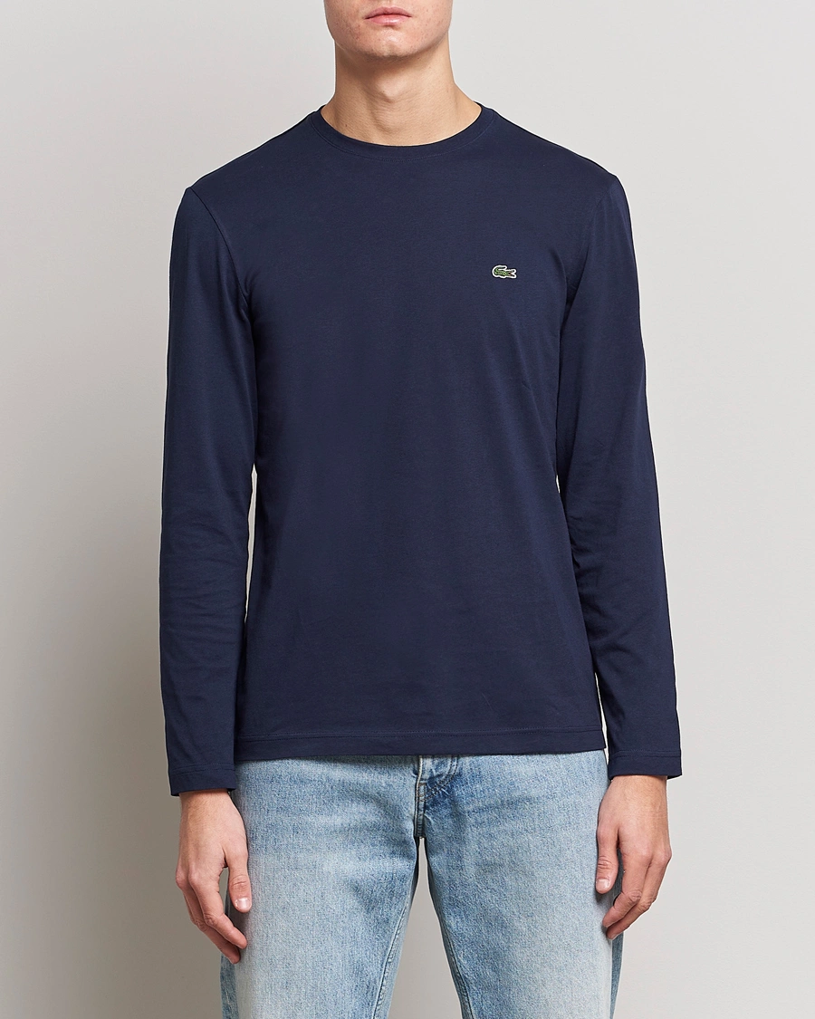 Homme |  | Lacoste | Long Sleeve Crew Neck T-Shirt Navy
