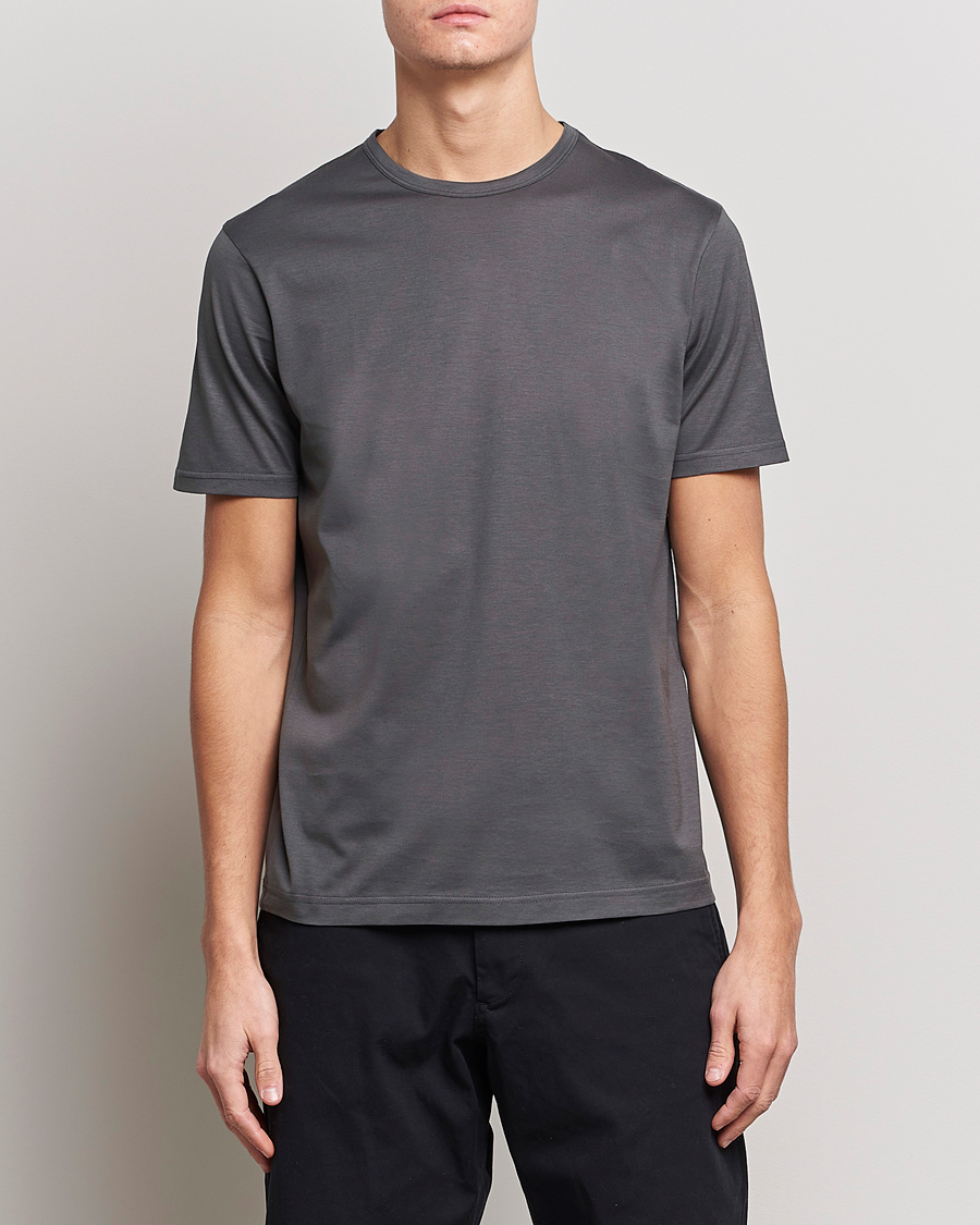 Homme | T-shirts | Sunspel | Crew Neck Q82 Cotton T-Shirt Charcoal