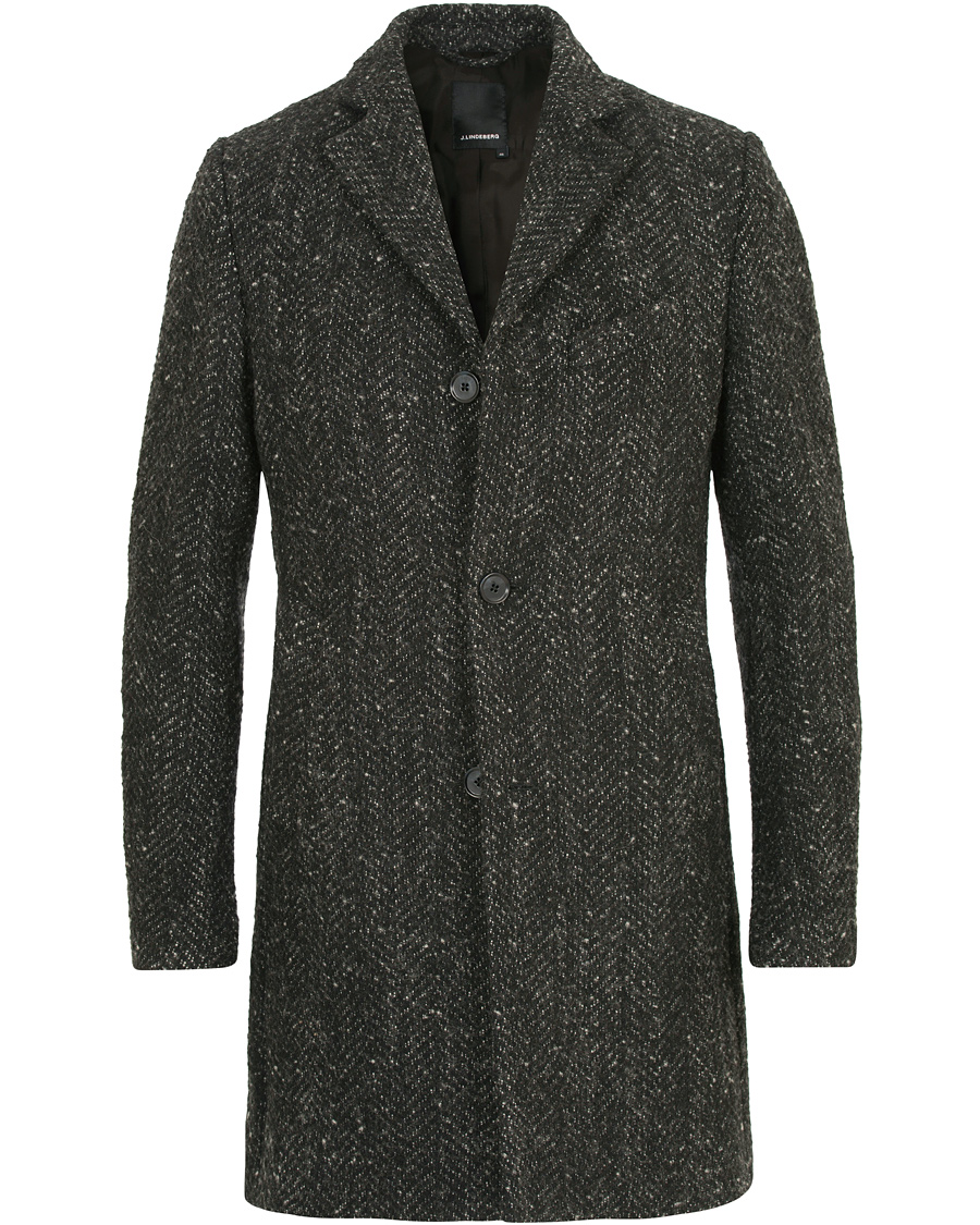 Homme | Manteaux Et Vestes | J.Lindeberg | Wolger Rock Wool Herringbone Coat Black