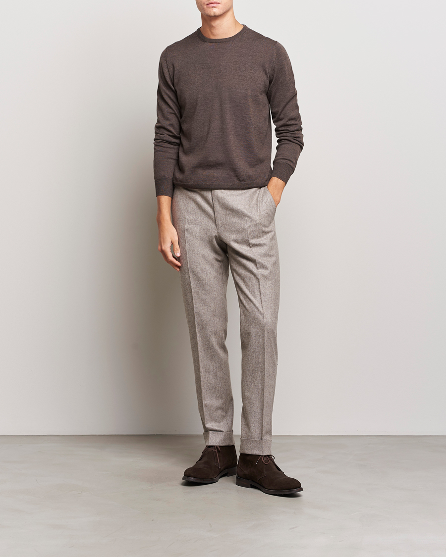 Homme | Pulls Et Tricots | Gran Sasso | Merino Fashion Fit Crew Neck Pullover Brown