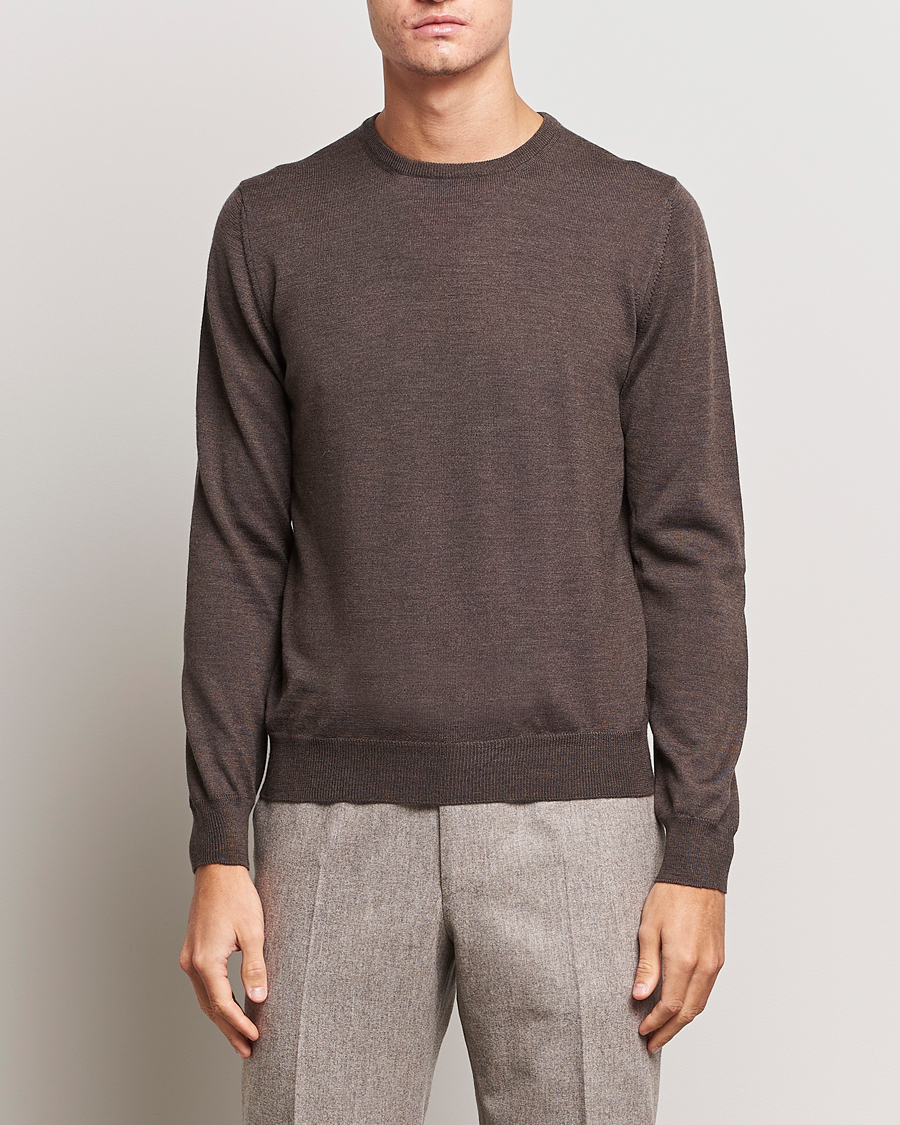 Homme | Pulls Et Tricots | Gran Sasso | Merino Fashion Fit Crew Neck Pullover Brown